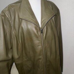 Cole Haan Olive Green Leather Jacket